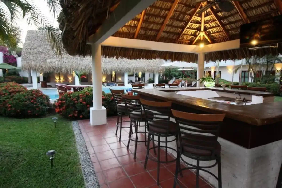 Open-air bar and dining area